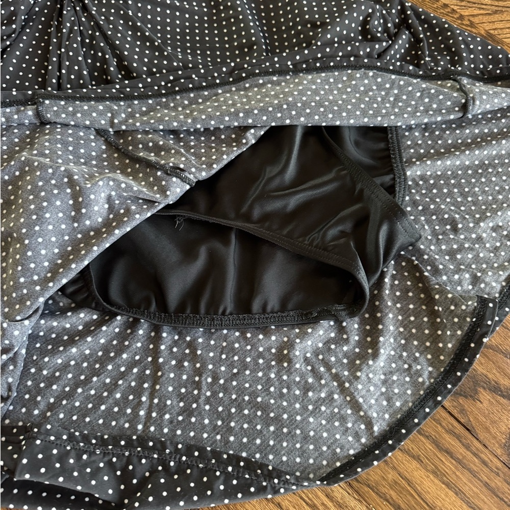 Miraclesuit XL Polka Dot Black White Sleeveless Swim Mini Dress One Piece Padded - Picture 6 of 7